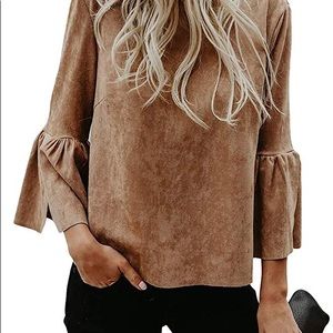 Women’s Bell Sleeve Suede Top